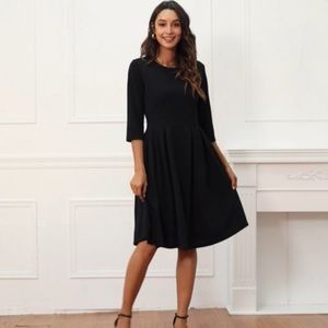 oxiuly Women's Vintage Patchwork Pockets Puffy Swing Casual Party Dress OX165